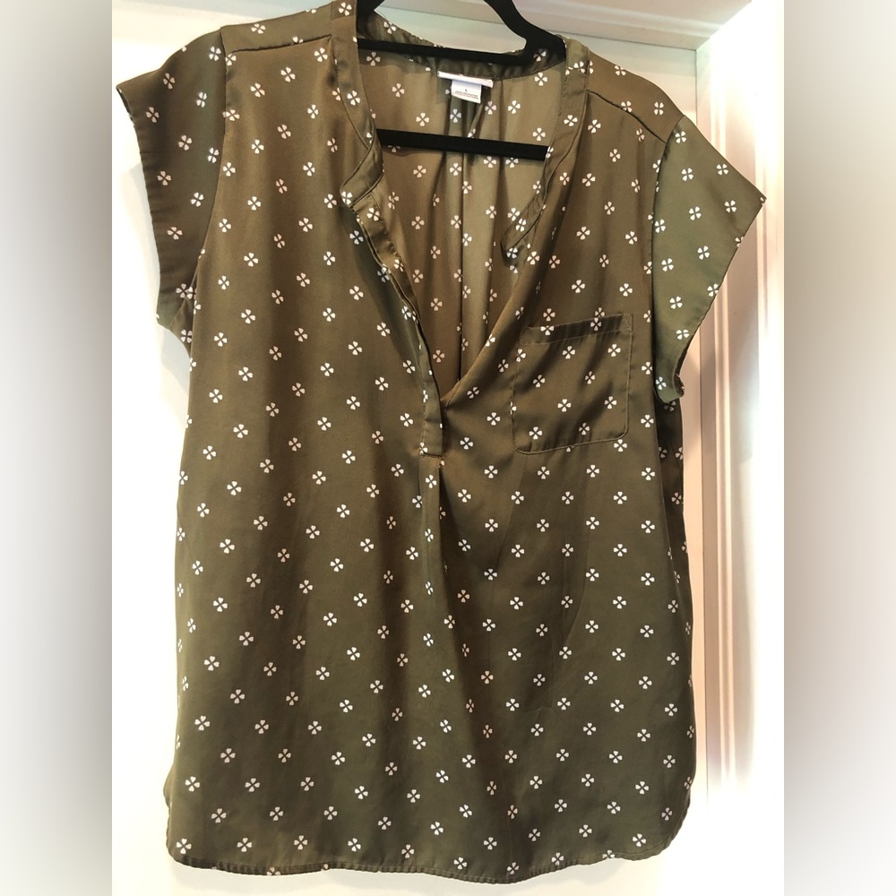 Liz Claiborne Olive Green Silky Blouse